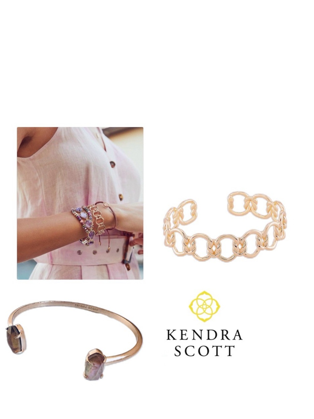 Lot of 2x [Kendra Scott] Fallyn Cuff Bracelet + Edie Cuff Bracelet, Rose Gold